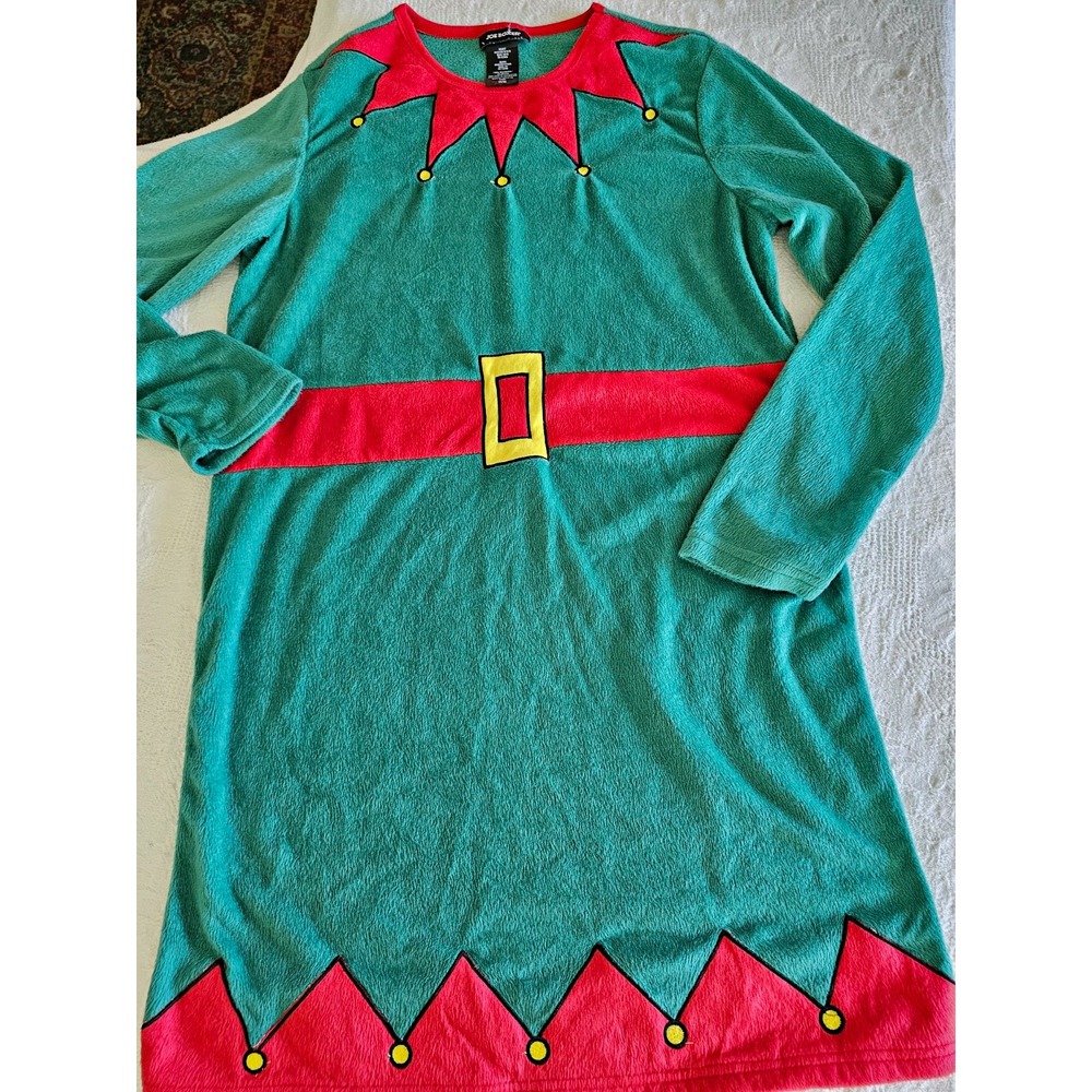 Joe Boxer Women's M Christmas Elf Sleep Shirt Nightgown Green Red Holiday
